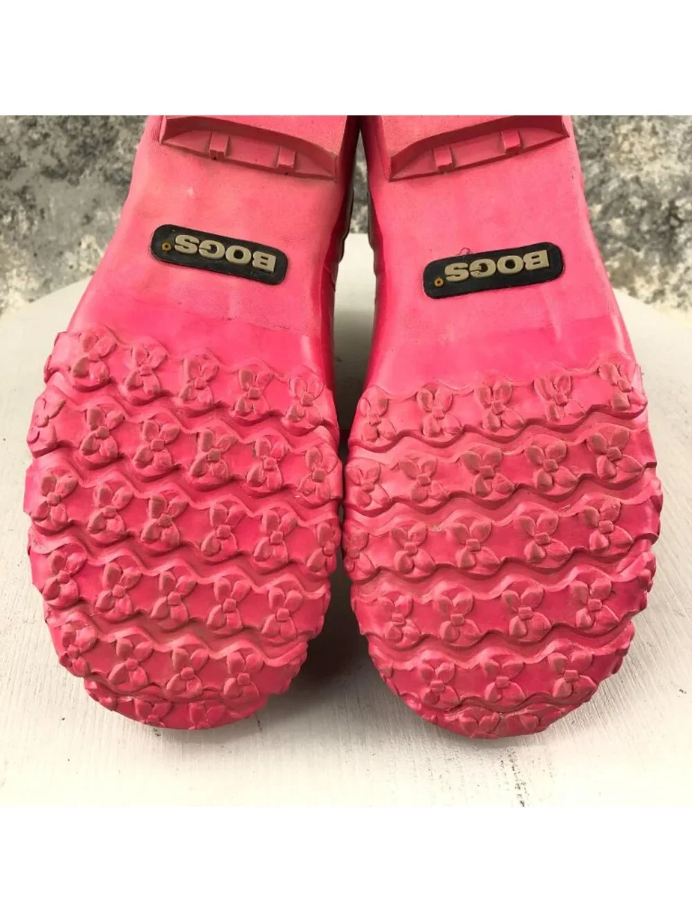 Bogs Kids Size 6 Charlot Pink Orange Floral Print Lace-Up Ankle Rain Boots